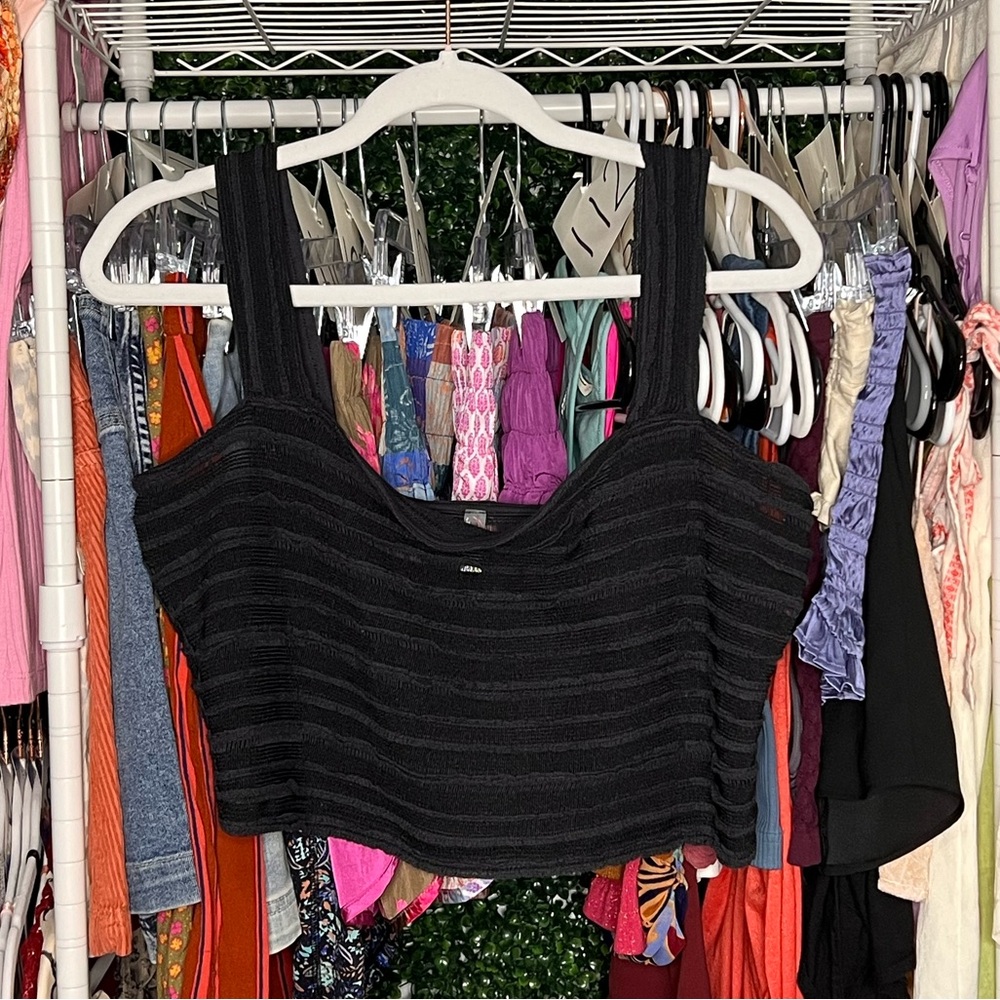 Free People Black Crop Top Tank Large